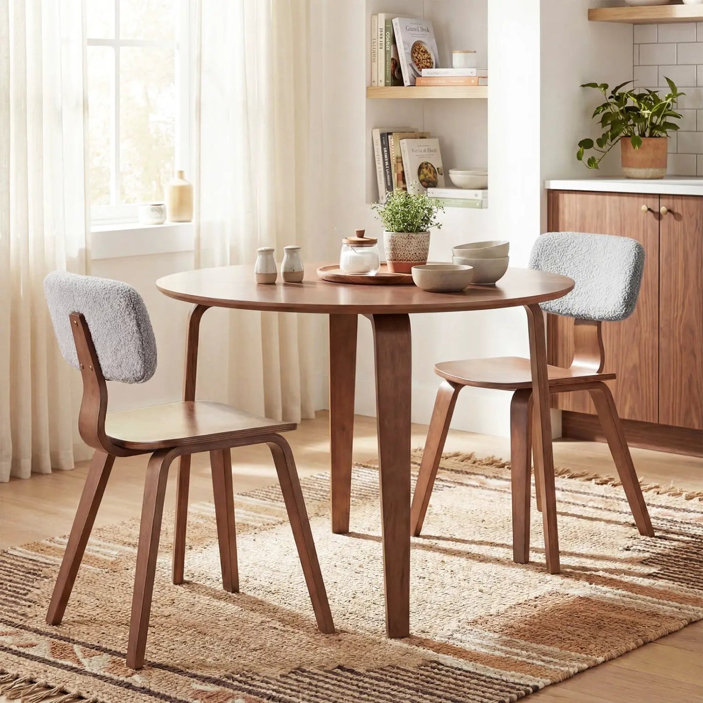 Rubber Wood 3 Piece Dining Set with Padded Chairs