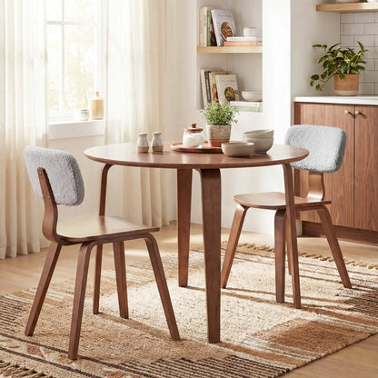 Rubber Wood 3 Piece Dining Set with Padded Chairs