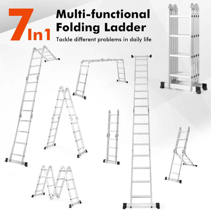 Folding Aluminum Ladder with Safe Locking Hinge