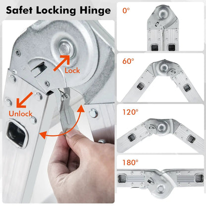 Folding Aluminum Ladder with Safe Locking Hinge