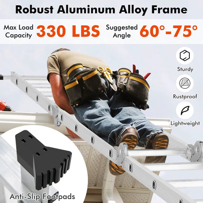 Folding Aluminum Ladder with Safe Locking Hinge