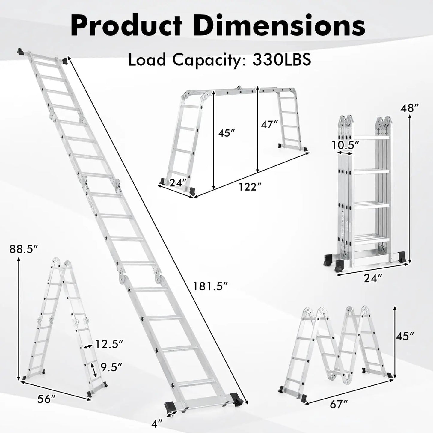 Folding Aluminum Ladder with Safe Locking Hinge