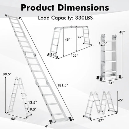 Folding Aluminum Ladder with Safe Locking Hinge
