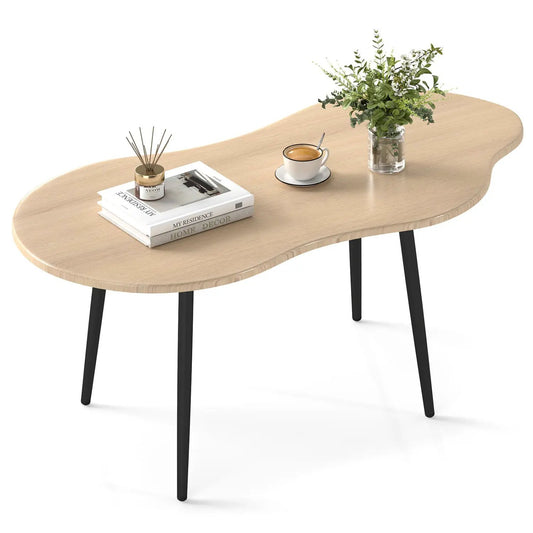 DirectDeals Cloud Shape Coffee Table 39.5in with natural wood top and black metal legs on Tampa Home & Garden Store