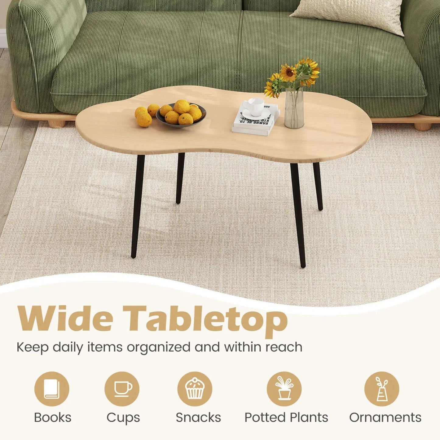 Cloud Shape Coffee Table With Metal Frame