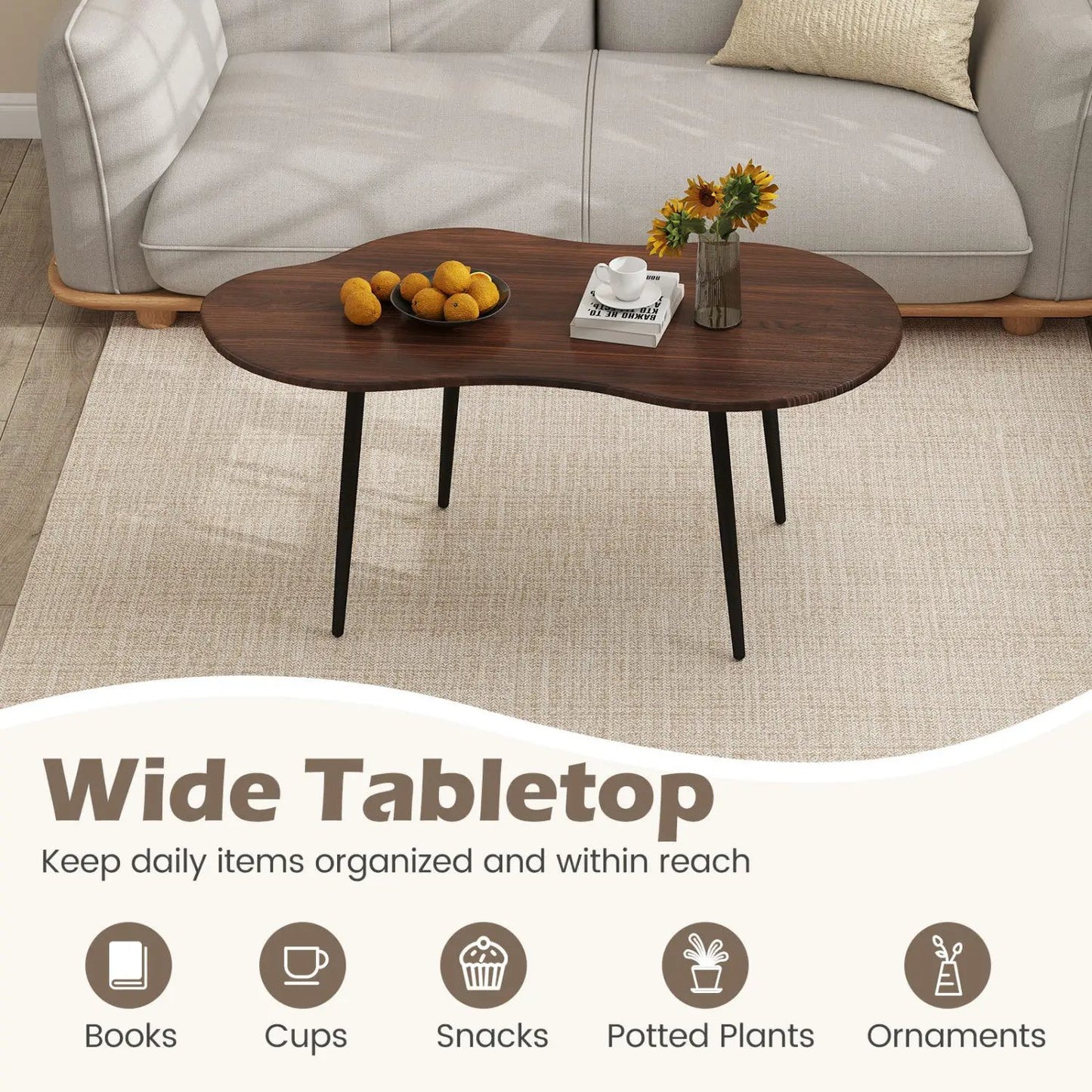 Cloud Shape Coffee Table With Metal Frame