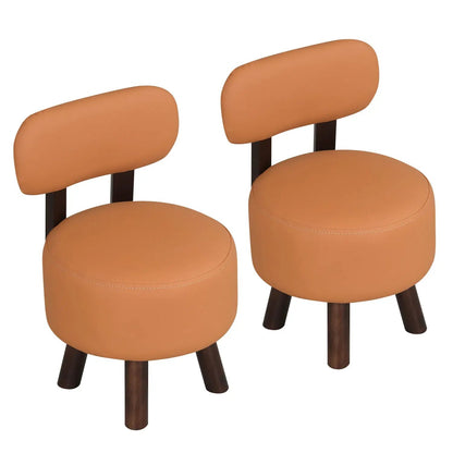 Small Footrest Stools Set of 2 Round Ottomans