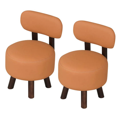 Small Footrest Stools Set of 2 Round Ottomans