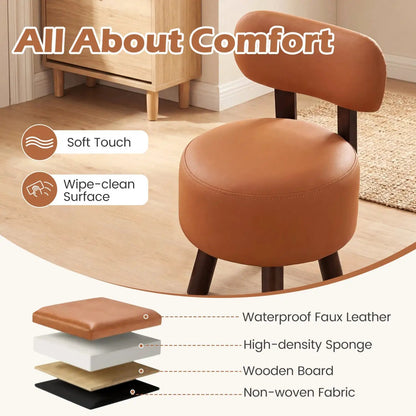 Small Footrest Stools Set of 2 Round Ottomans