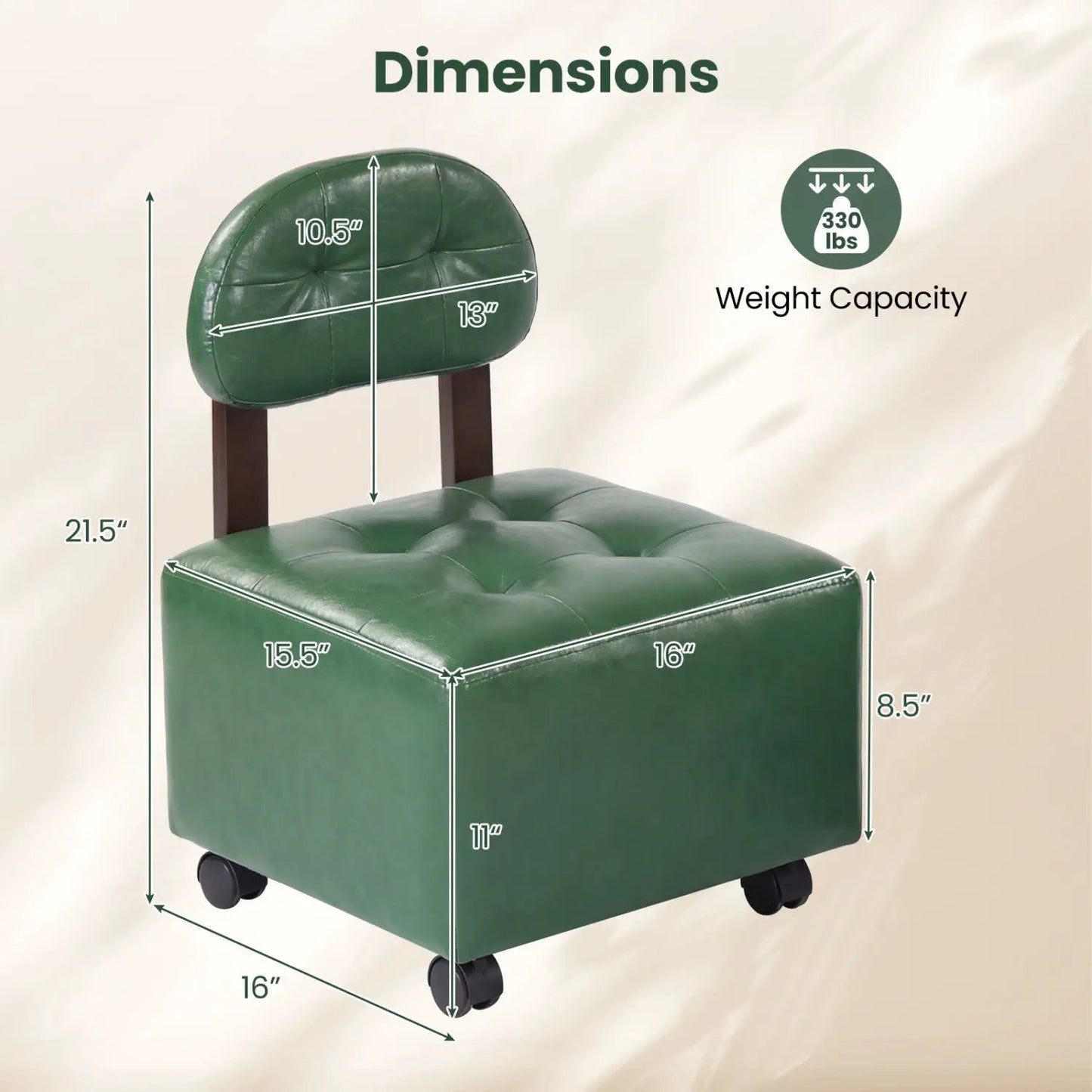 Rolling Footrest Stools Pair With Lockable Wheels