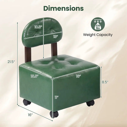 Rolling Footrest Stools Pair With Lockable Wheels