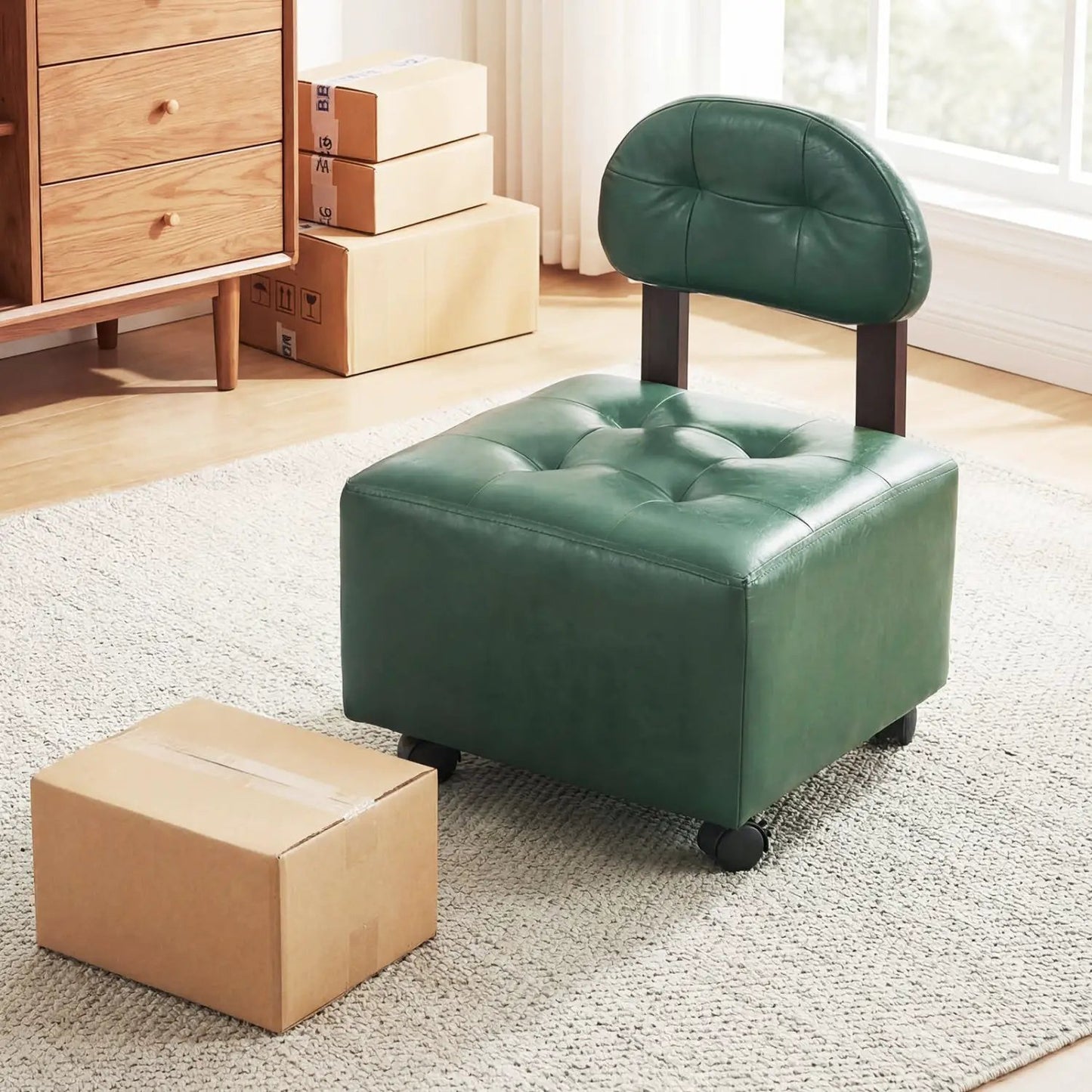 Rolling Footrest Stools Pair With Lockable Wheels