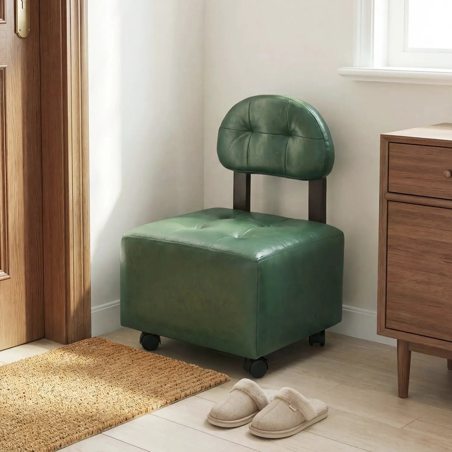 Rolling Footrest Stools Pair With Lockable Wheels