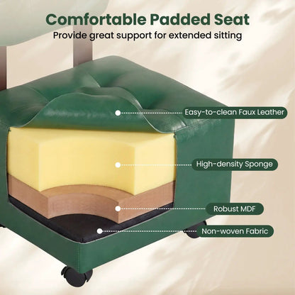 Rolling Footrest Stools Pair With Lockable Wheels