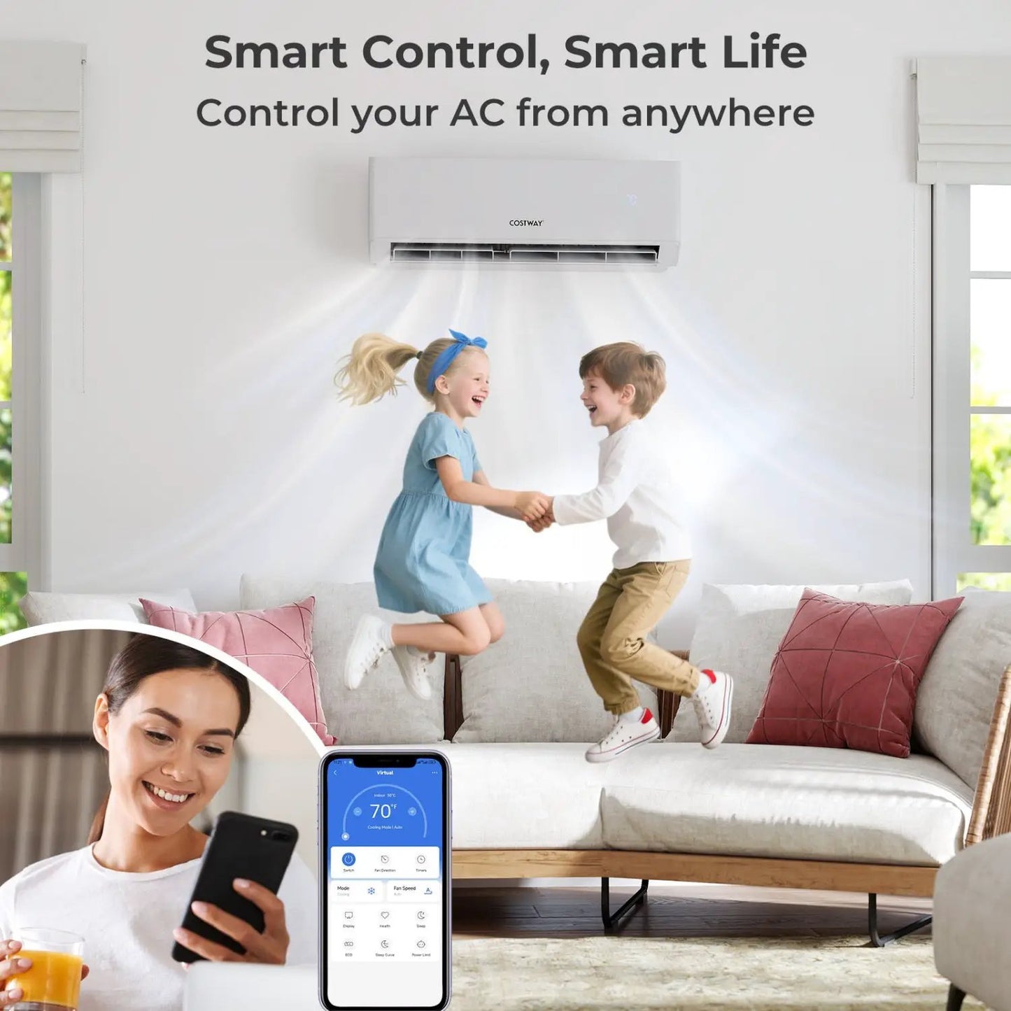 UltrEco 24000 BTU 2 Zone Mini Split WiFi Enabled