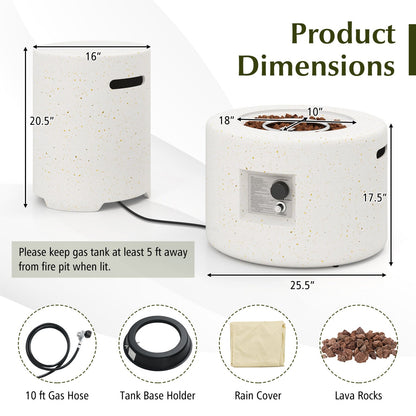 40 000 BTU fire pit table set with hideaway tank holder, speckled white, DirectDeals on Tampa Home & Garden Store