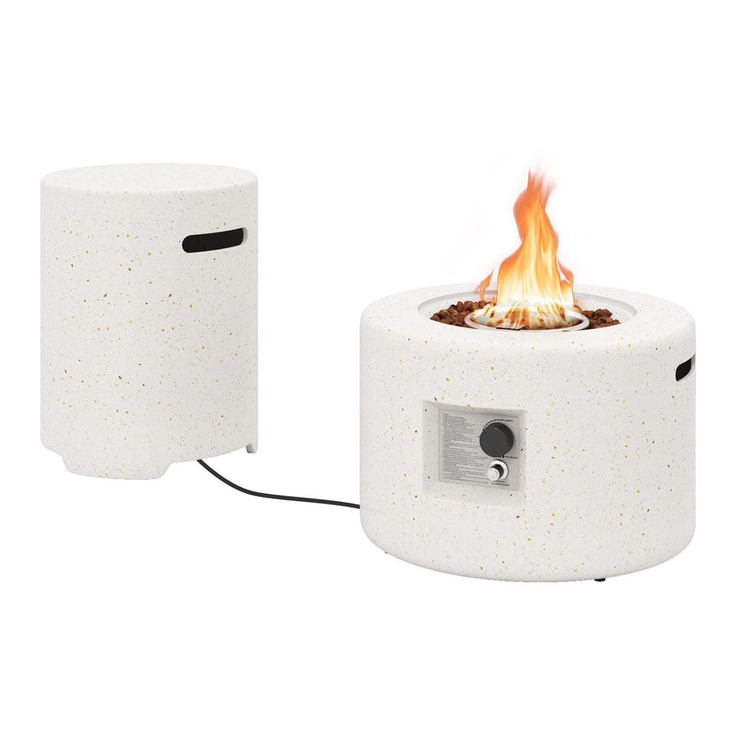 Fire pit set with hideaway tank holder DirectDeals 40k BTU white concrete on Tampa Store on Tampa Home & Garden Store