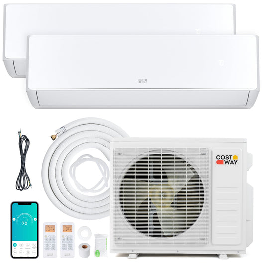 27000 BTU 2-Zone mini split with heat pump; DirectDeals white indoor units + outdoor condenser on Tampa Home & Garden Store