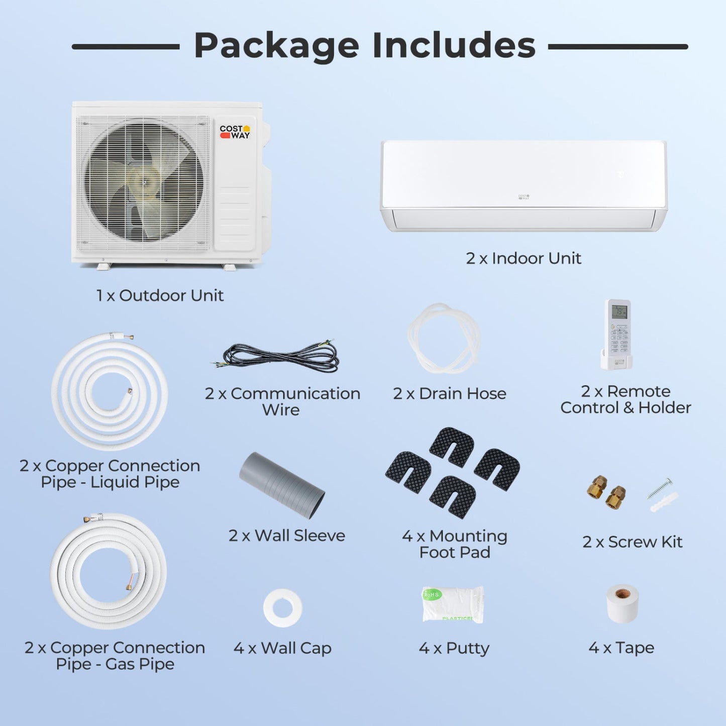 X Pro 18000 BTU 2 Zone Mini Split AC Heat Pump