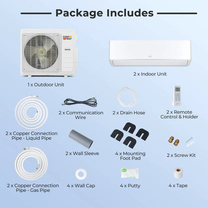 X-Pro 35000 BTU 2 Zone 22.5 SEER2 Mini Split AC with Heat Pump