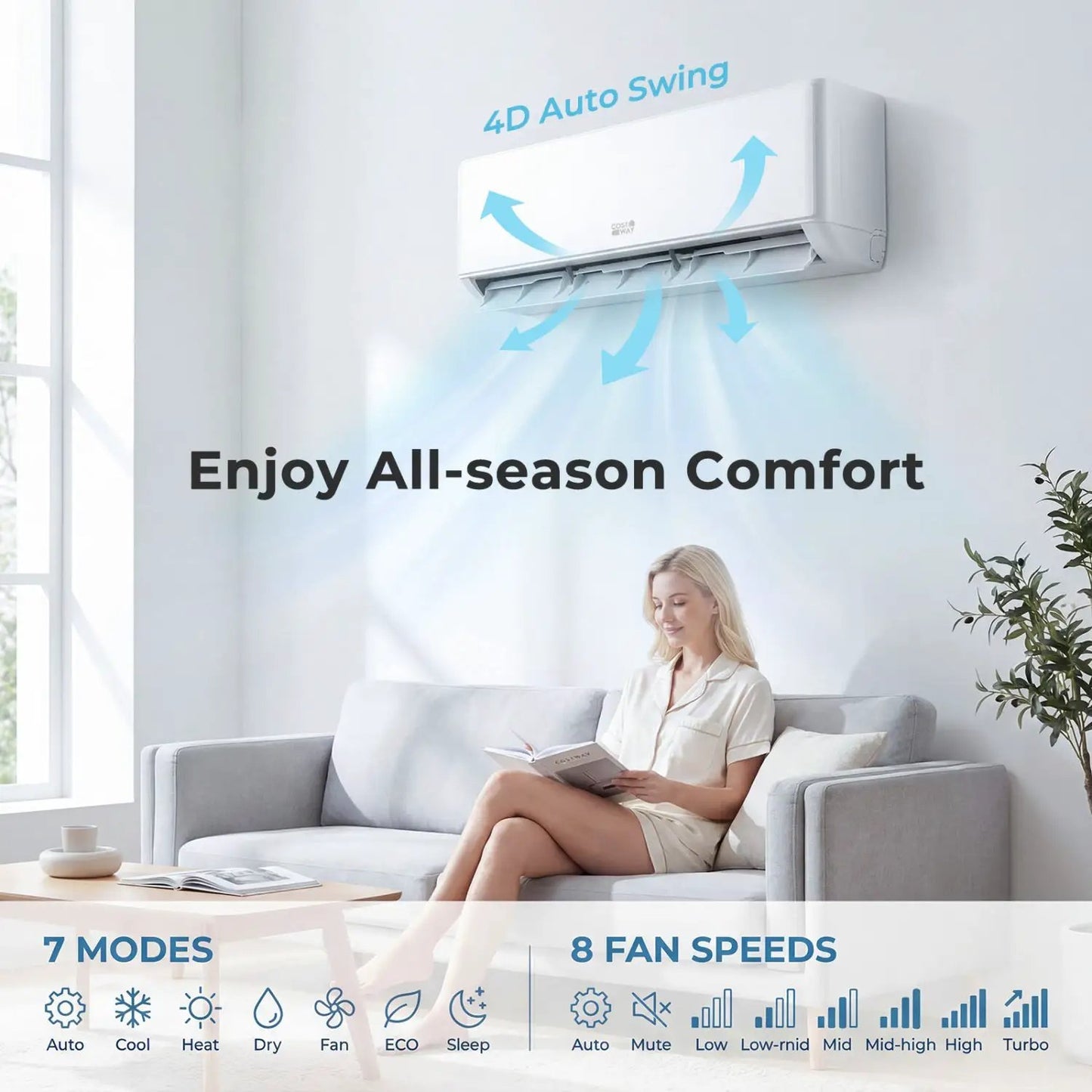 DirectDeals X-Pro 35000 BTU 3-Zone Mini Split AC with Heat Pump, white indoor unit, 4D Auto Swing on Tampa Home & Garden Store