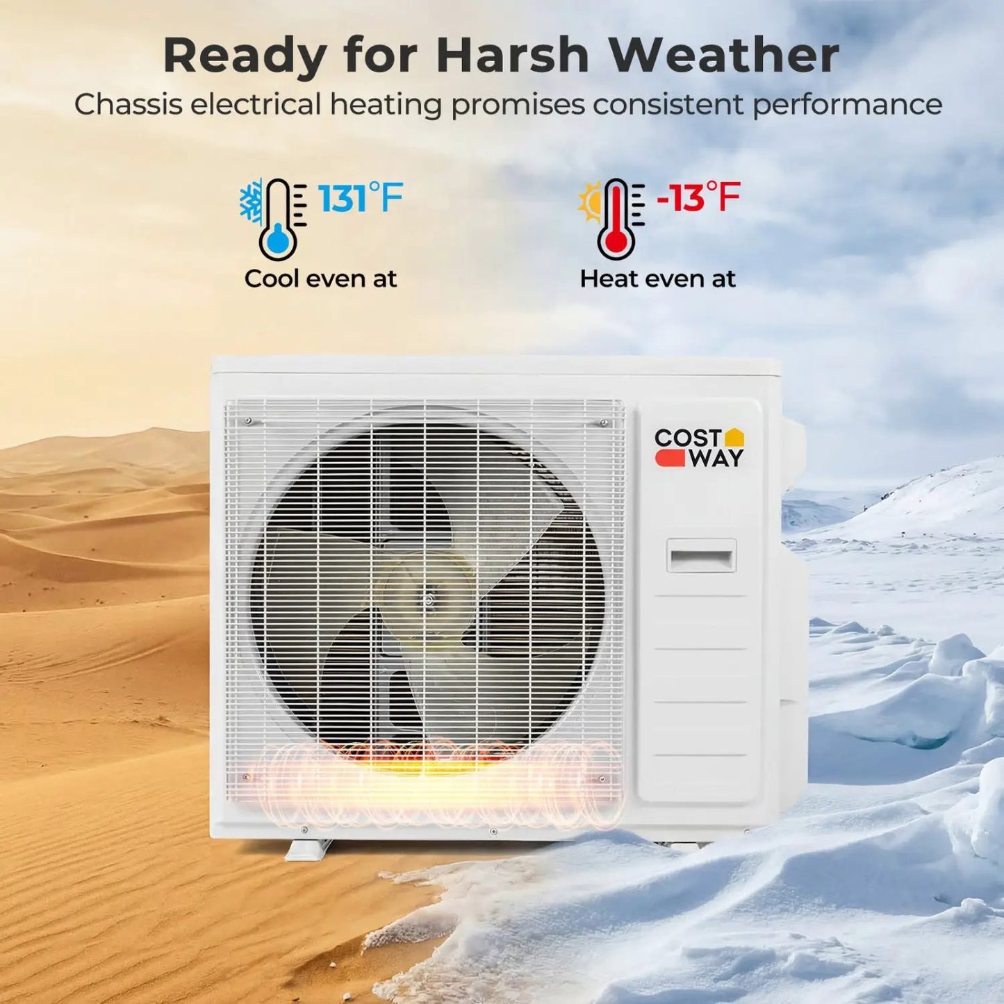X-Pro 35000 BTU mini split outdoor AC with heat pump, white unit, Costway logo on Tampa Home & Garden Store