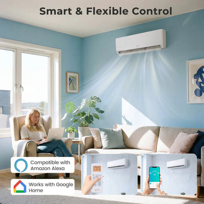 DirectDeals X-Pro 35000 BTU 3‑Zone 22.5 SEER2 mini split AC with heat pump, white wall-mounted unit; Alexa/Google Home compatible on Tampa Home & Garden Store