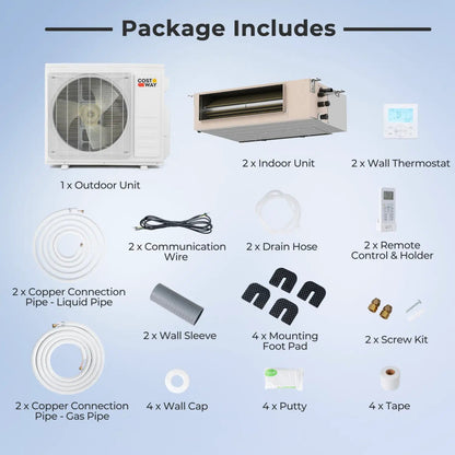 X Pro 35000 BTU 2 Zone Concealed Mini Split AC