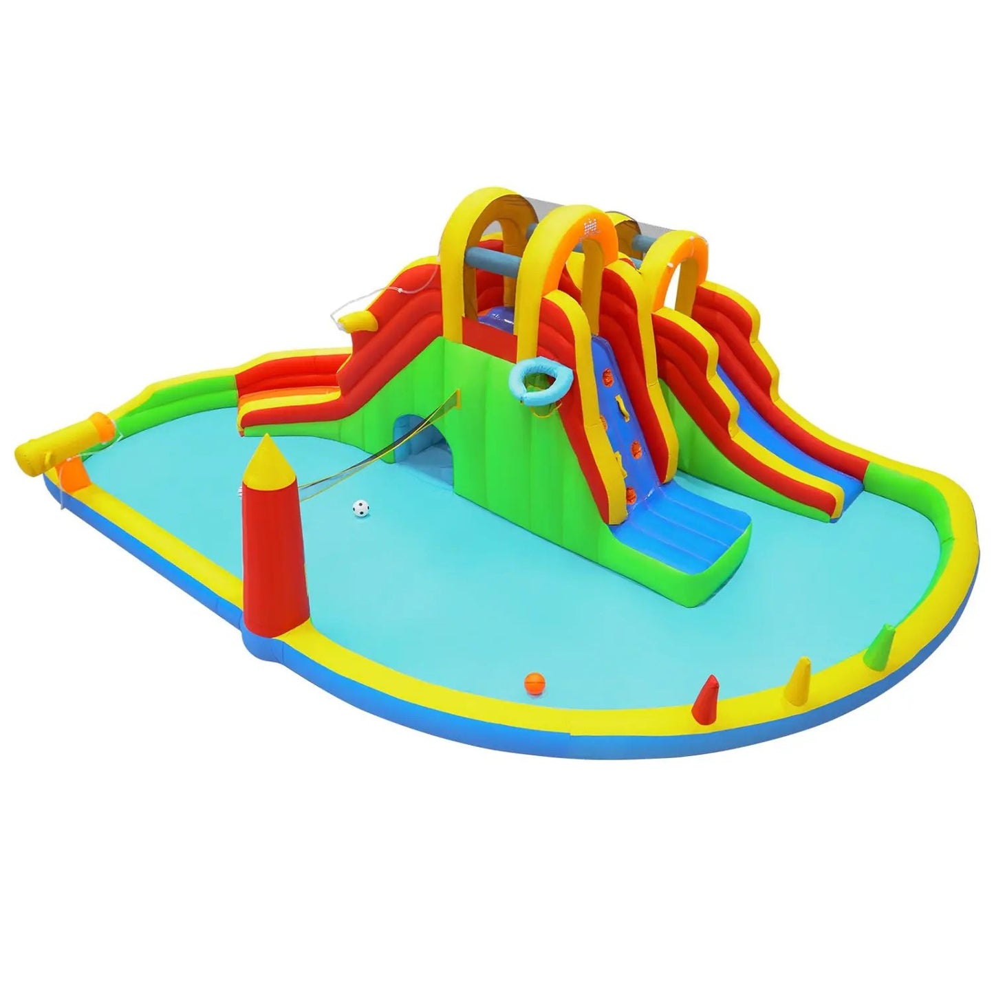 8-in-1 Giant Bounce House with 2 Slides and Walls