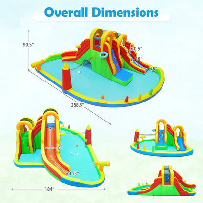 8-in-1 Giant Bounce House with 2 Slides and Walls