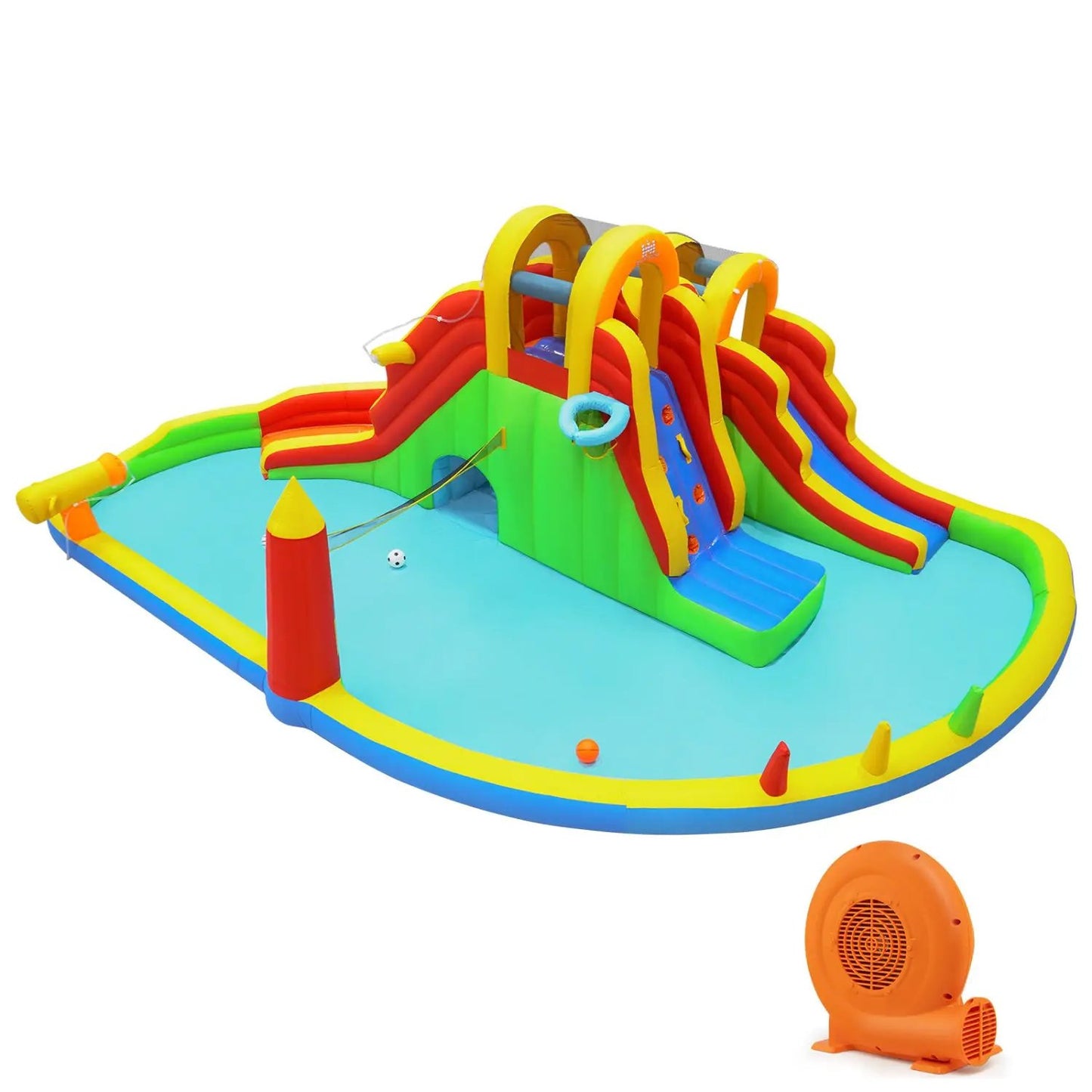 Giant 8 in 1 Bounce House with 2 Long Slides