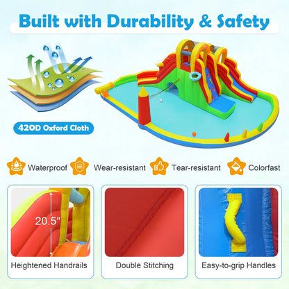 Giant 8-in-1 Bounce House with 2 Long Slides