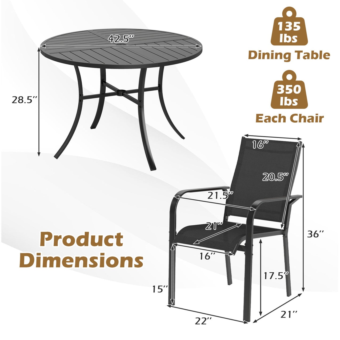 5-piece DirectDeals patio dining set with 42.5-inch round metal table and four chairs on Tampa Home & Garden Store