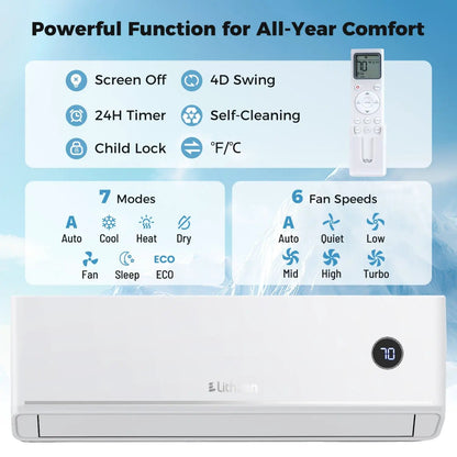 12000 BTU Mini Split AC and Heater with Alexa