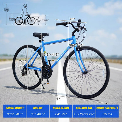 Hybrid Bike for Adults with 700C 18 Speed Shimano