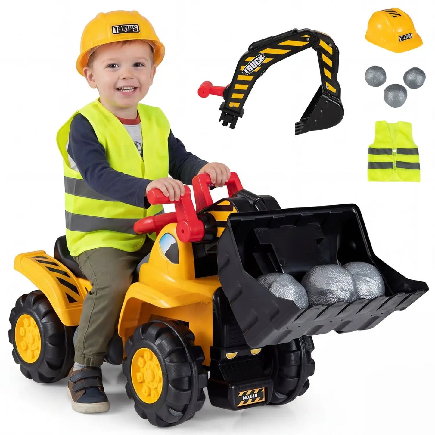3-in-1 Ride On Excavator Bulldozer Engine Sound