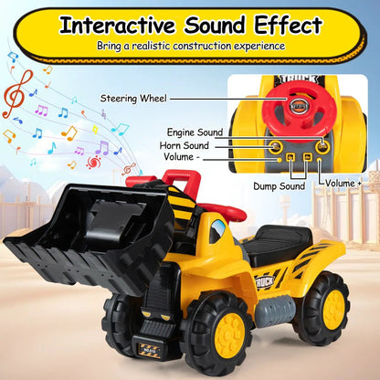 3-in-1 Ride On Excavator Bulldozer Engine Sound