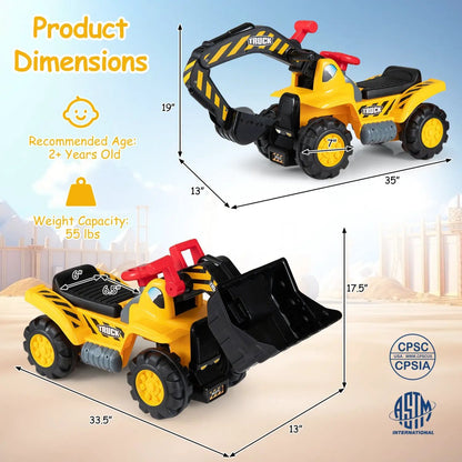 3-in-1 Ride On Excavator Bulldozer Engine Sound