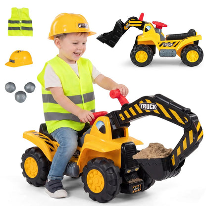 3-in-1 Ride On Excavator Bulldozer Engine Sound