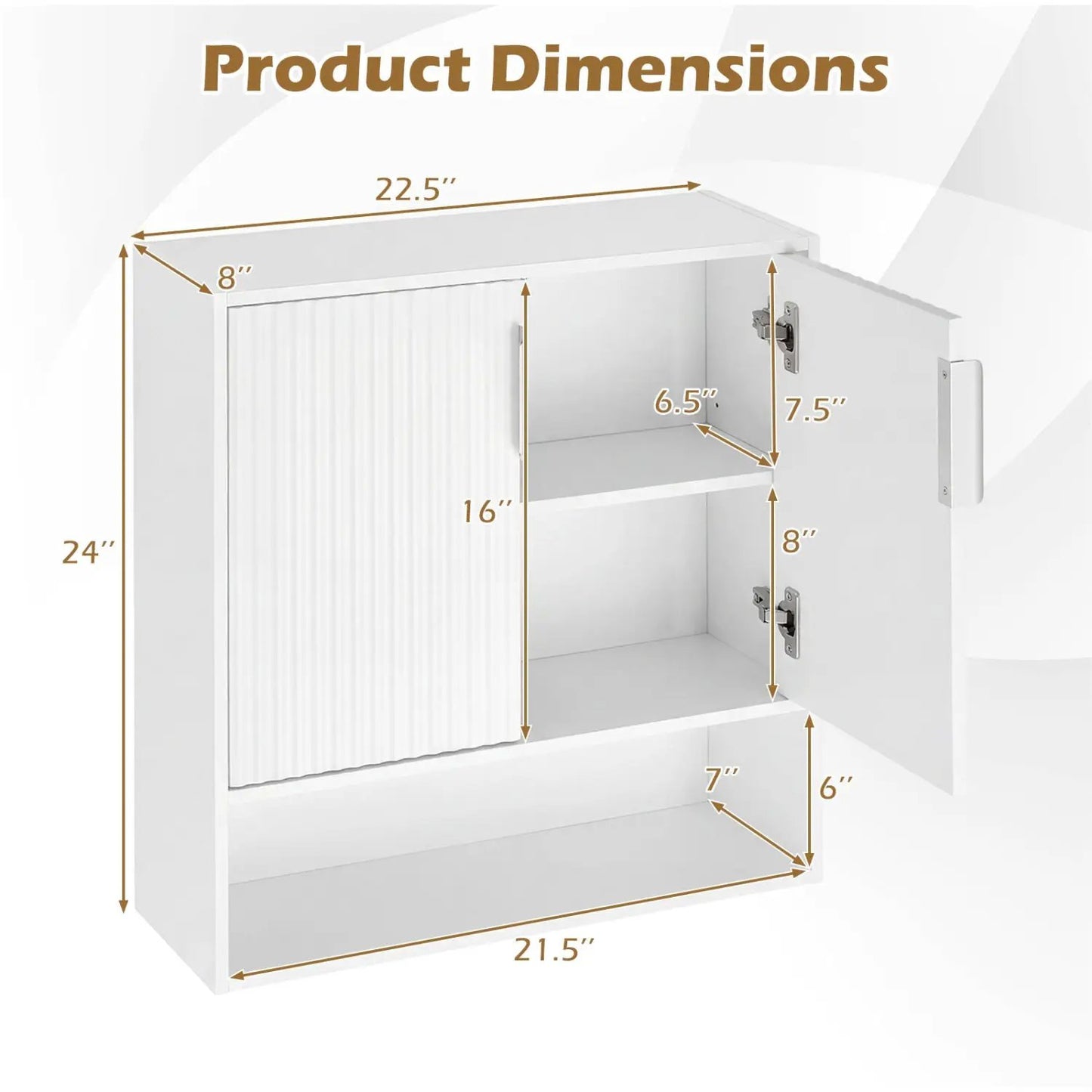 Wall Cabinet with 2 Fluted Doors and Open Cube
