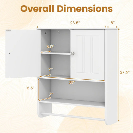 Bathroom wall cabinet with towel bar and open shelf by DirectDeals white on Tampa Home & Garden Store