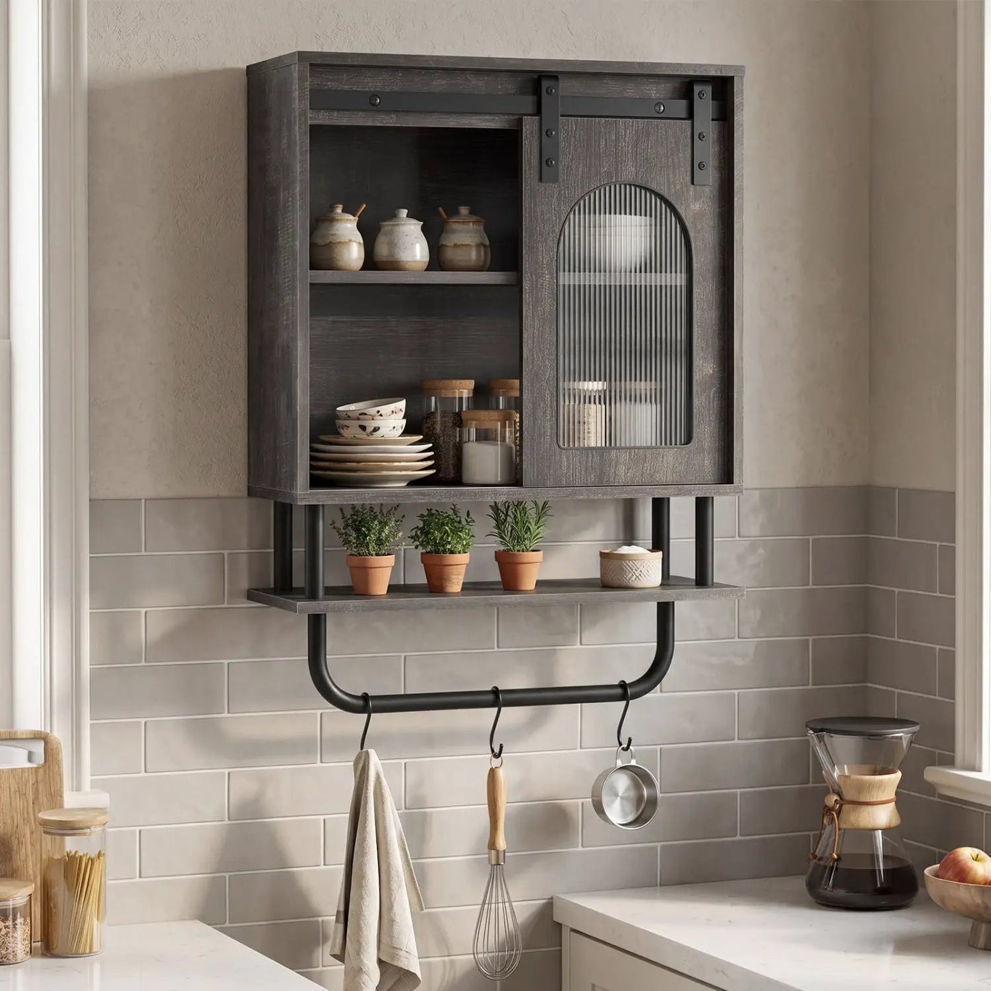 Bathroom Wall Cabinet with Sliding Barn Door