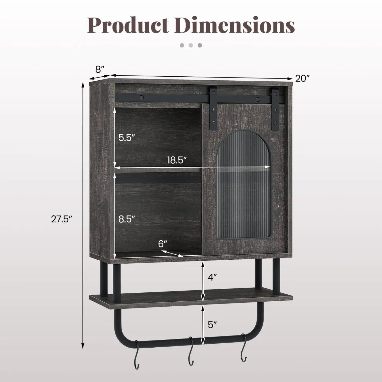 Bathroom Wall Cabinet with Sliding Barn Door