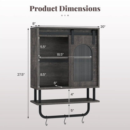 Bathroom Wall Cabinet with Sliding Barn Door