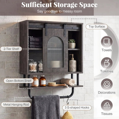 Bathroom Wall Cabinet with Sliding Barn Door