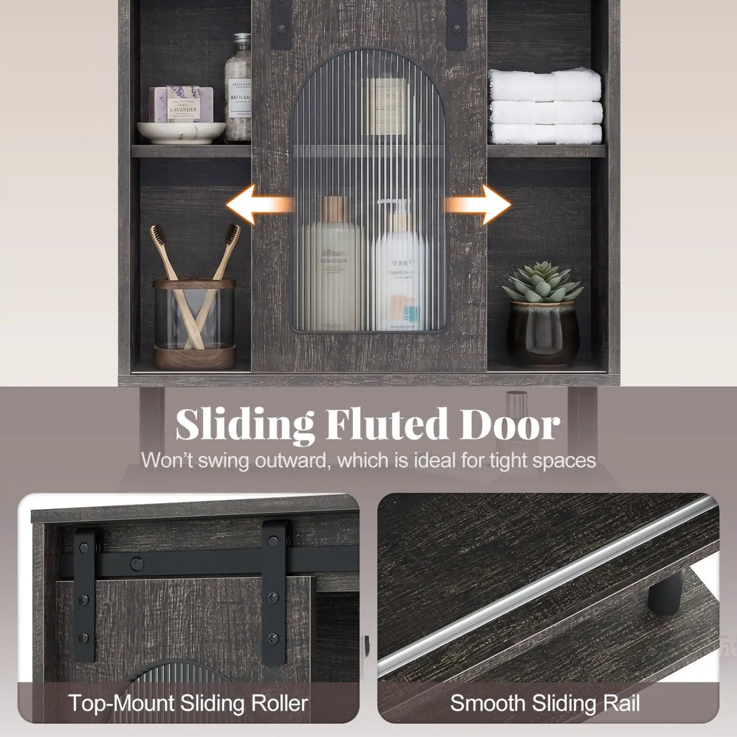 Bathroom Wall Cabinet with Sliding Barn Door
