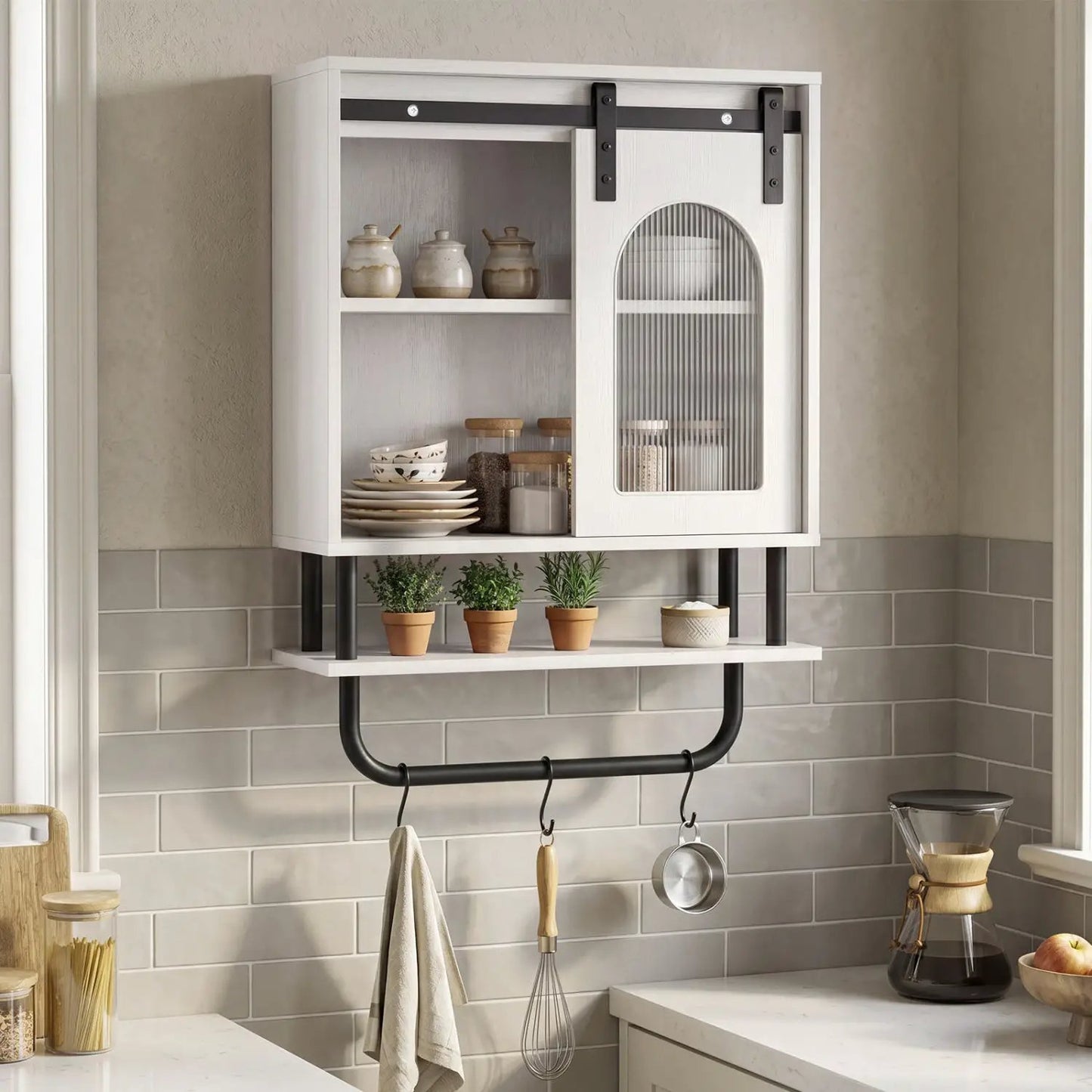 Bathroom Wall Cabinet with Sliding Barn Door