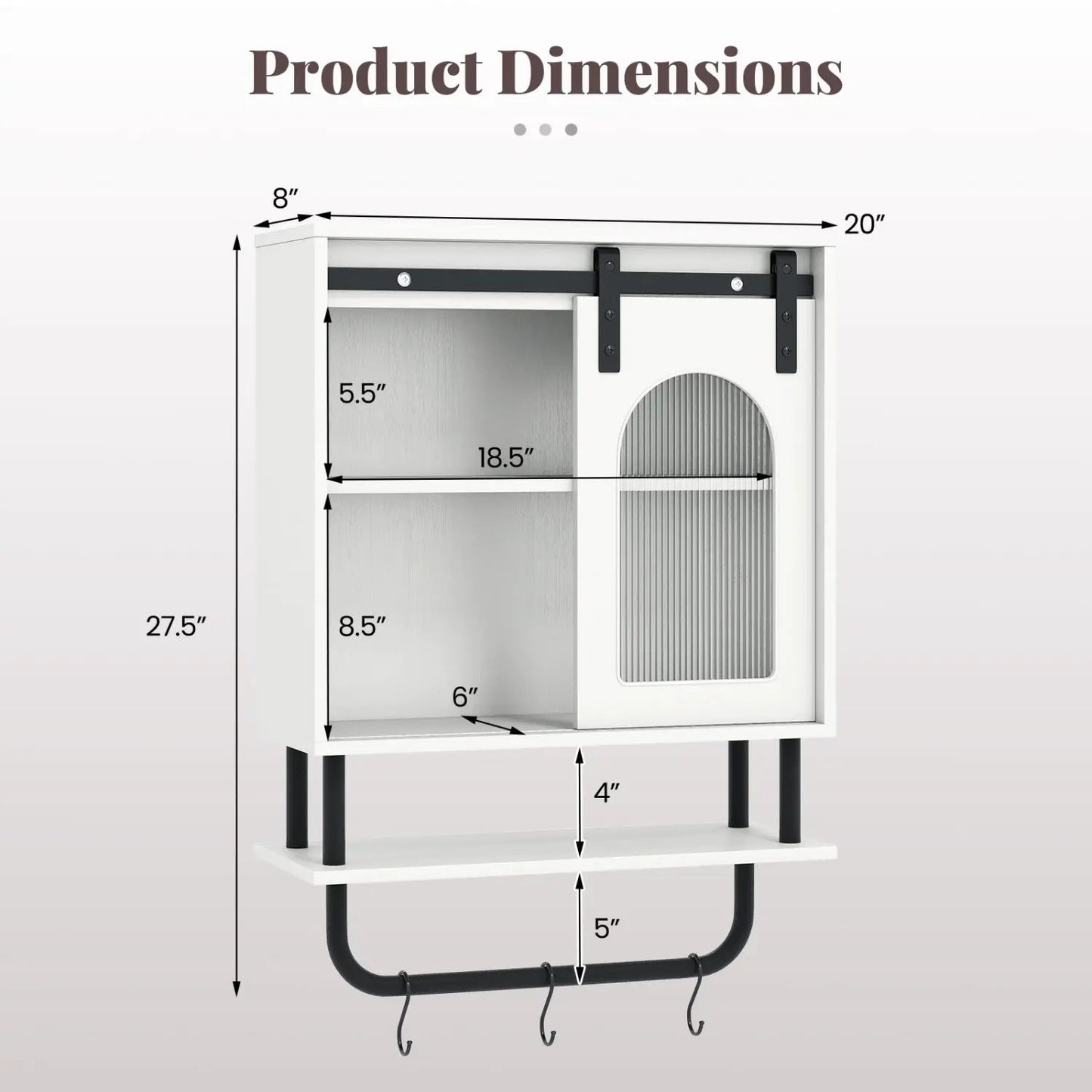 Bathroom Wall Cabinet with Sliding Barn Door