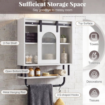 Bathroom Wall Cabinet with Sliding Barn Door