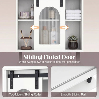 Bathroom Wall Cabinet with Sliding Barn Door